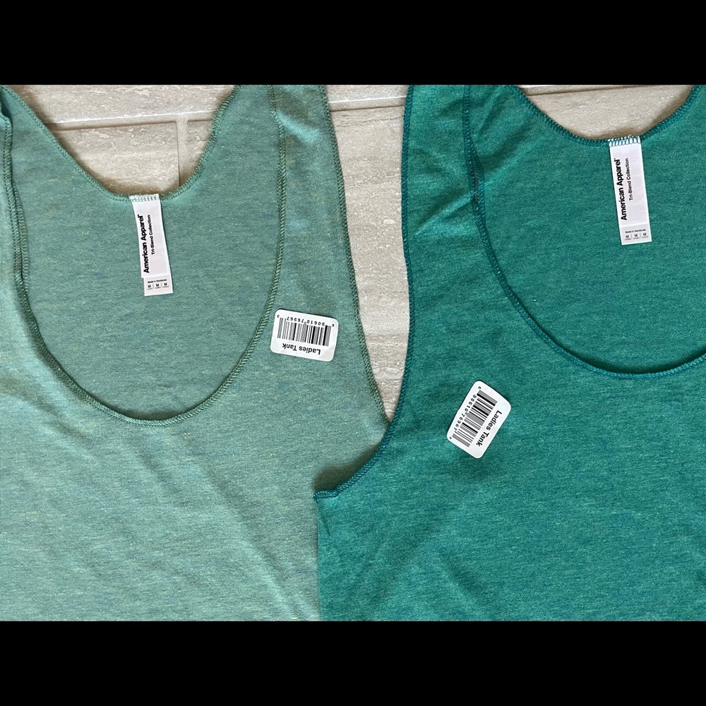 Tri Evergreen & Tri Lemon American Apparel Tri-Blend Sleeveless Racerback Tank - Picture 2 of 12